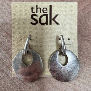 The Sak Open Round Hoop Silver Tone Dangle Earrings/NWT
